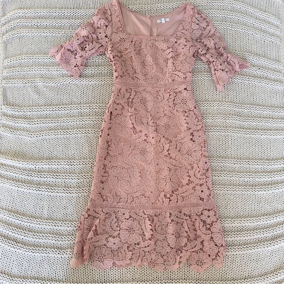 Revolve Steve Madden Did It My Way - Puff Sleeve Lace Women's Midi Dress Size 2 - Picture 4 of 7